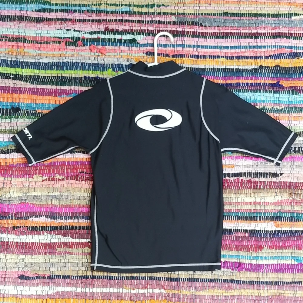 The Realm mens rashguard black/white swim surf shirt.